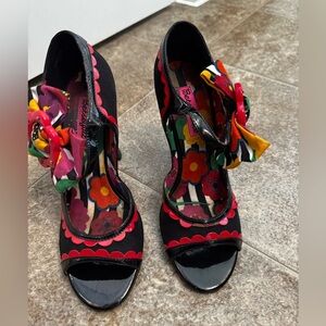 Betsey Johnson Black and Red Floral Women's Shoes